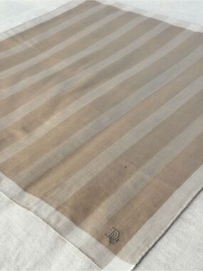 Vintage Dior Minimalist Beige Stripe Cotton Bandana Scarf Made in Japan